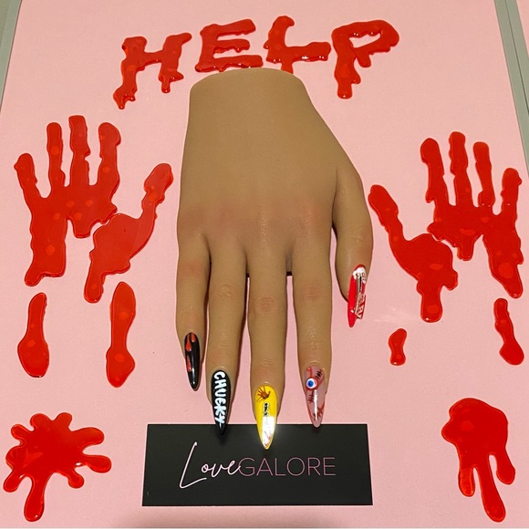 Hand crafted Chucky theme Medium Stiletto Love Galore Press On Nails - Picture 5 of 8